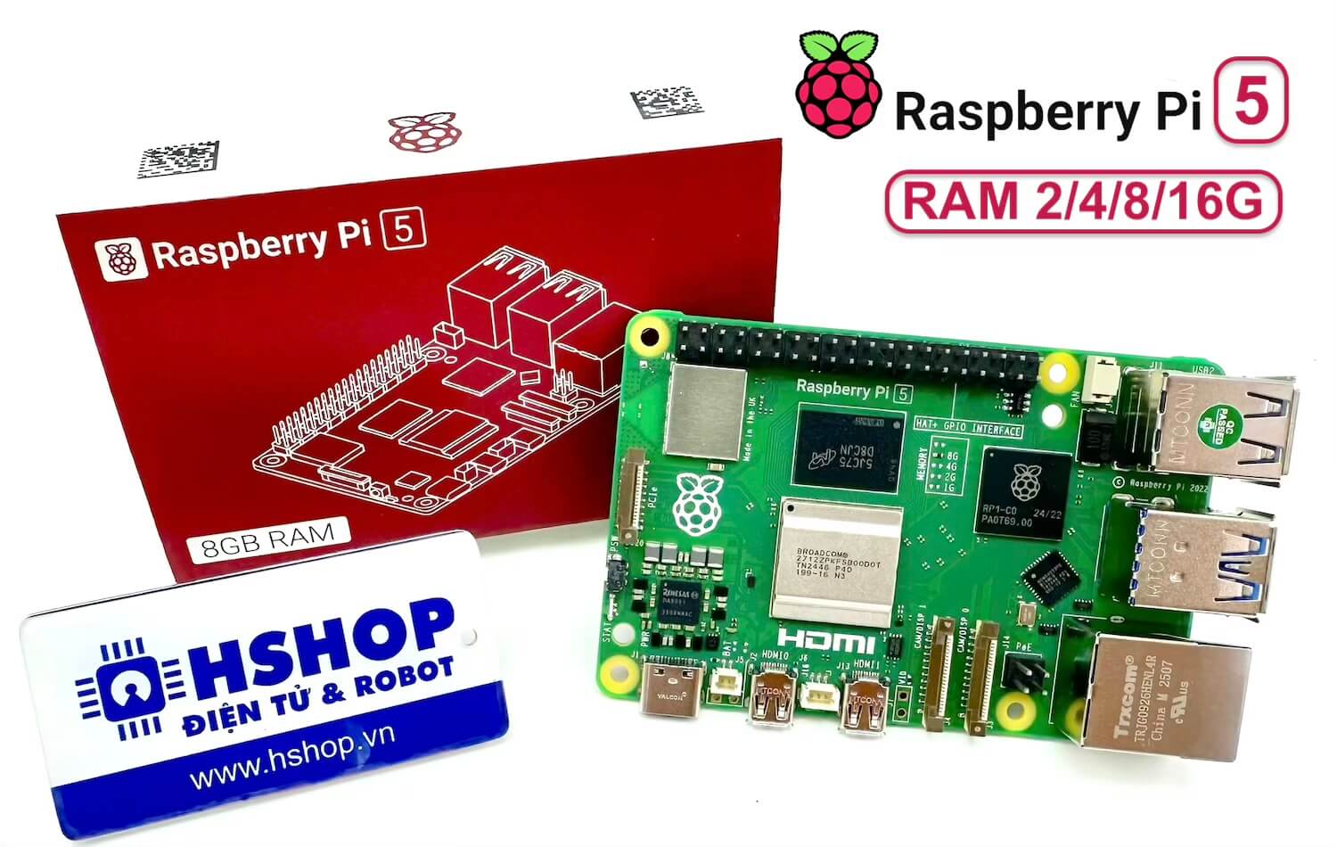 Máy tính Raspberry Pi 5 RAM 2/4/8/16GB (Made in UK)