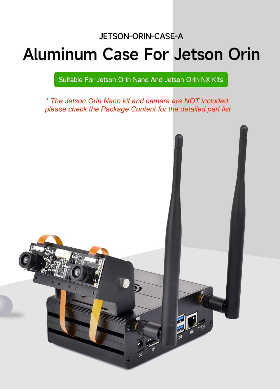 Vỏ case Waveshare Jetson Orin Aluminum Alloy Case, With Camera Holder