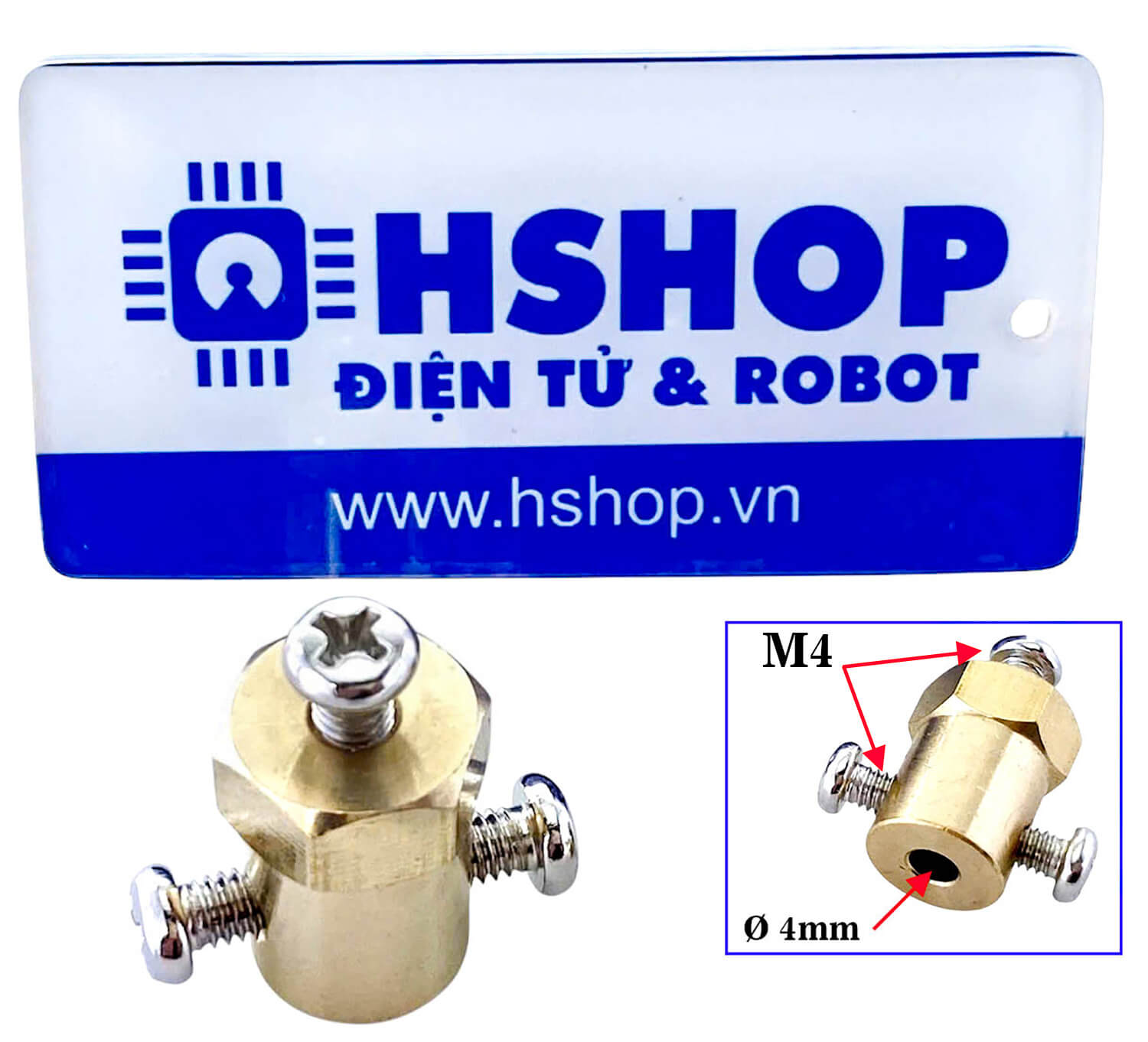 Khớp nối lục giác trục động cơ 4mm kích thước 12x18mm Hexagon Motor Coupling