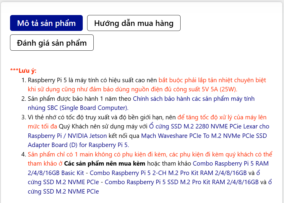 Máy tính Raspberry Pi 5 RAM 2/4/8/16GB (Made in UK)