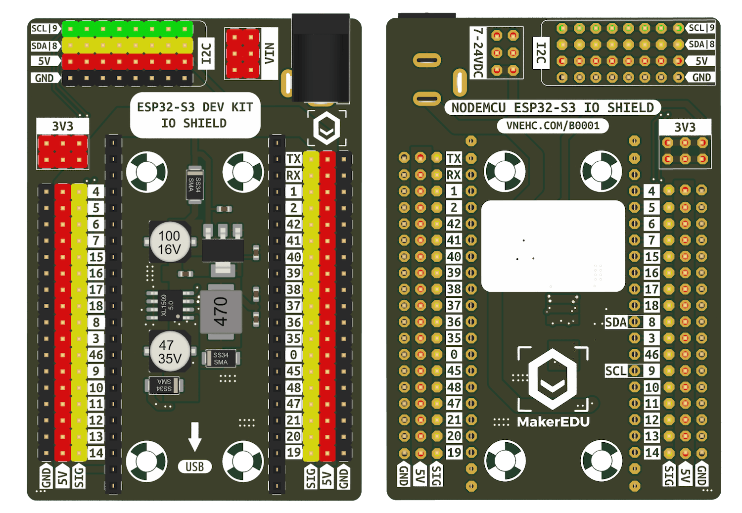 Mạch đế kết nối MKE-B01 ESP32-S3 DK IO Shield