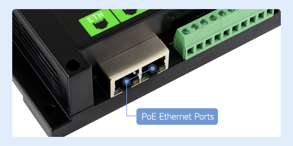 Waveshare Industrial 8-Ch Ethernet Digital Input/Output Module, Modbus RTU / TCP Protocol, Supports PoE Power Supply