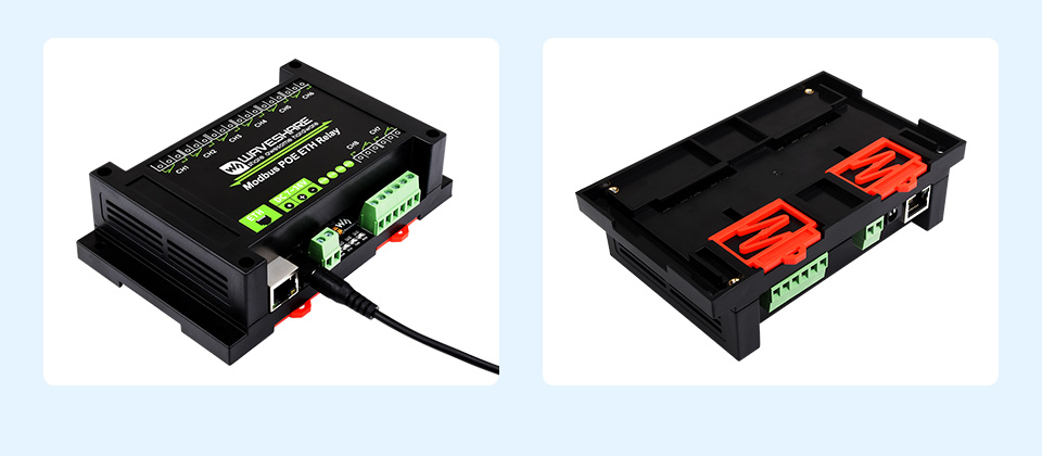 Waveshare 8-ch Ethernet Relay Module, Modbus RTU/Modbus TCP Protocol, PoE port Communication
