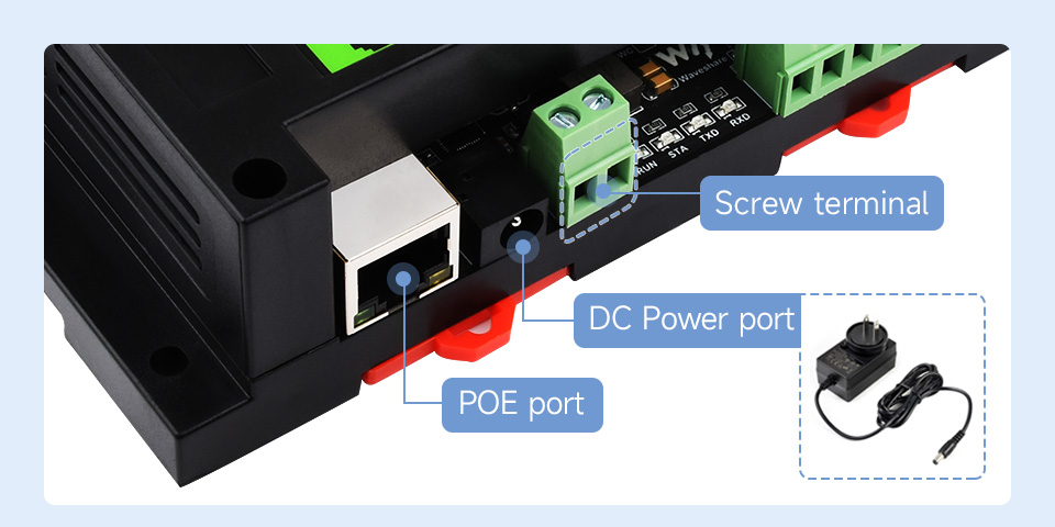Waveshare 8-ch Ethernet Relay Module, Modbus RTU/Modbus TCP Protocol, PoE port Communication