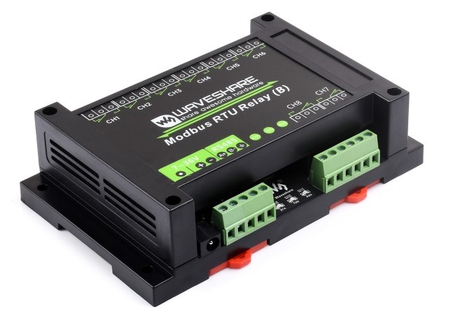 Waveshare Industrial Modbus RTU 8-ch Relay Module (B) with RS485 Interface, Multi Isolation Protection Circuits, 7~36V Power Supply