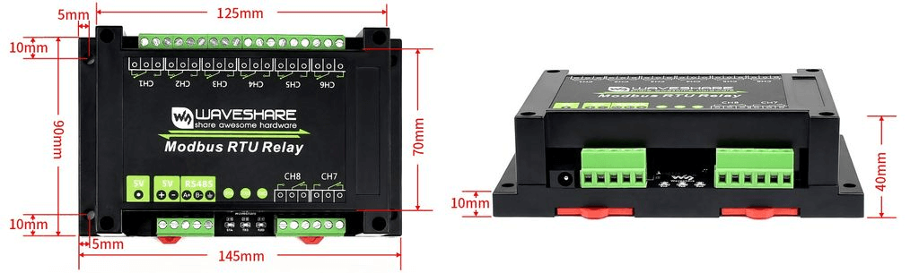 Bộ điều khiển Waveshare Industrial Modbus RTU 8-ch Relay Module, RS485 Bus, Multi Protection