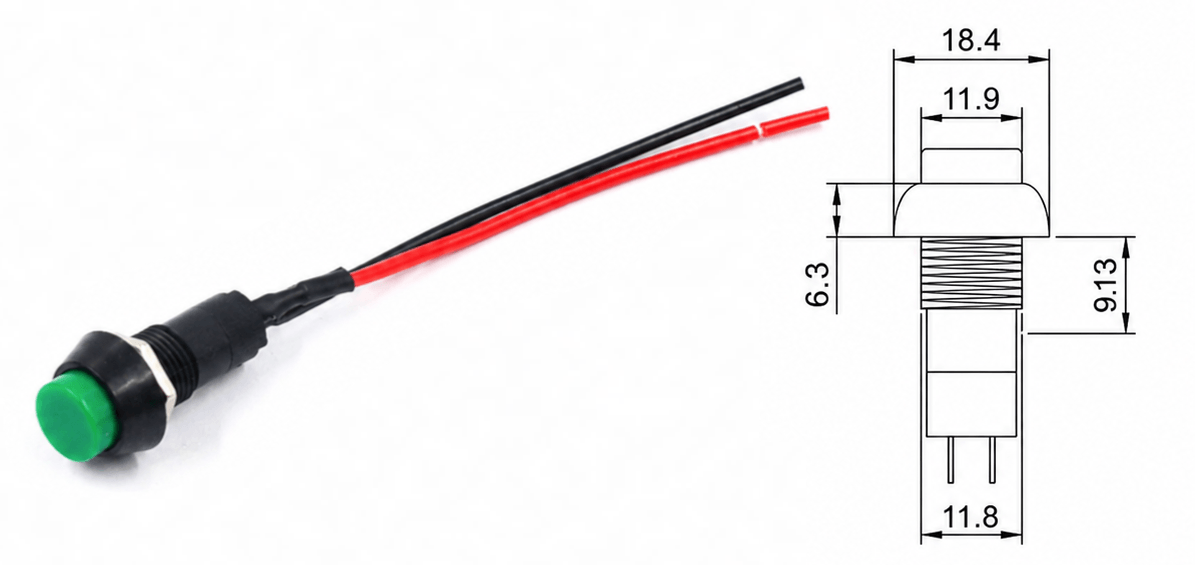 Nút nhấn giữ tròn PBS-11A 12mm kèm cáp