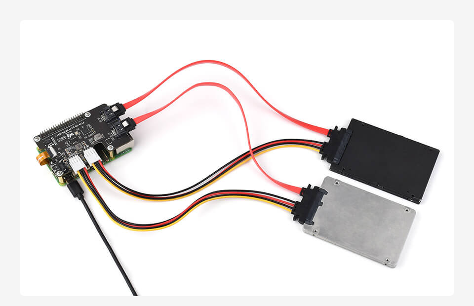 Mạch Waveshare PCIe To 2-Ch SATA HAT+ For Raspberry Pi 5