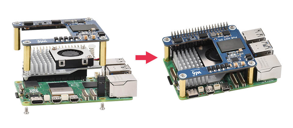 Mạch Waveshare PoE HAT (H) For Raspberry Pi 5