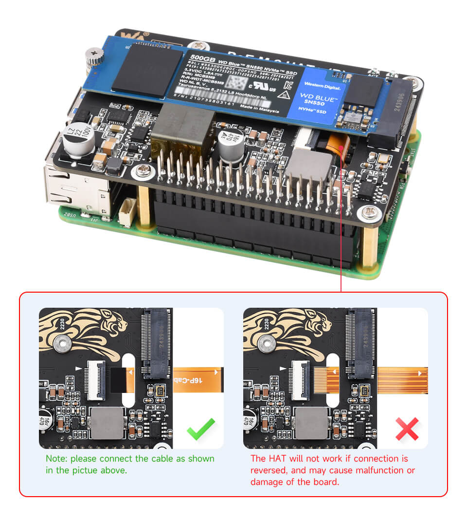 Mạch Waveshare PoE M.2 HAT+ (B) For Raspberry Pi 5
