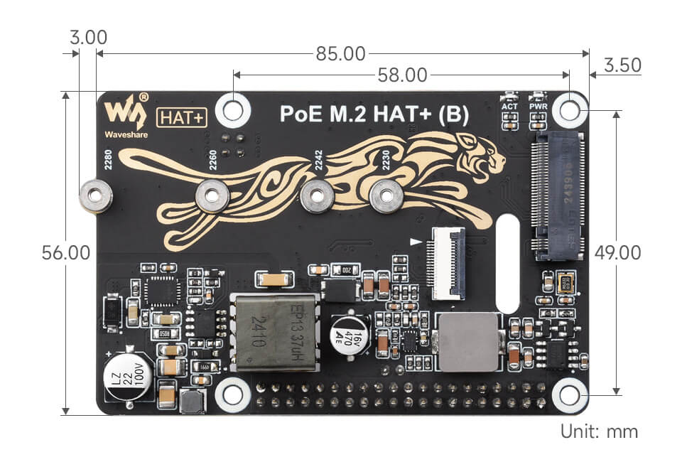 Mạch Waveshare PoE M.2 HAT+ (B) For Raspberry Pi 5