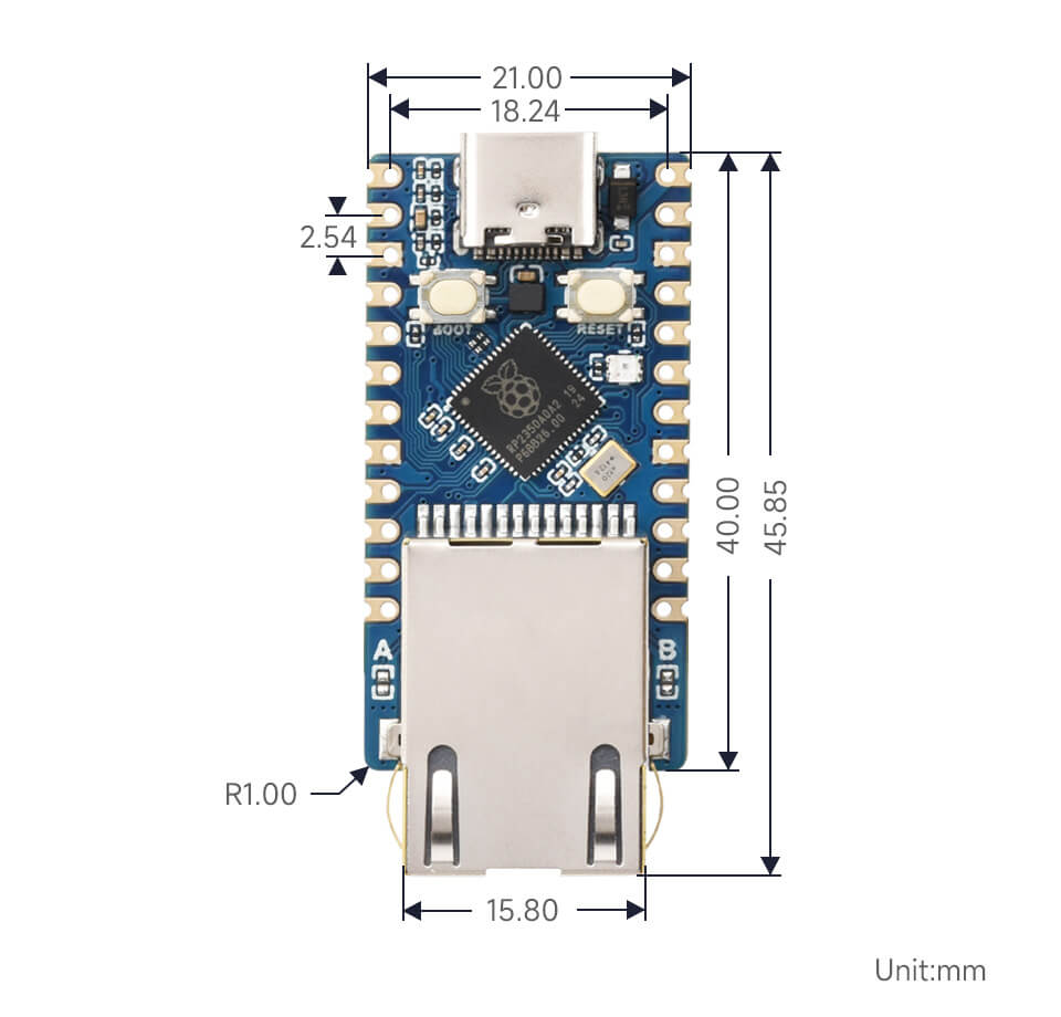 Mạch Waveshare RP2350 Ethernet Mini Development Board