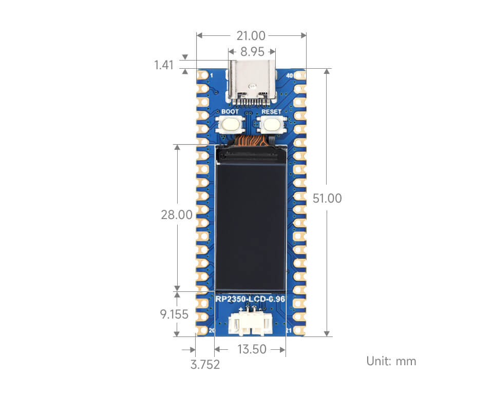 Mạch Waveshare RP2350 LCD 0.96 Inch Development Board