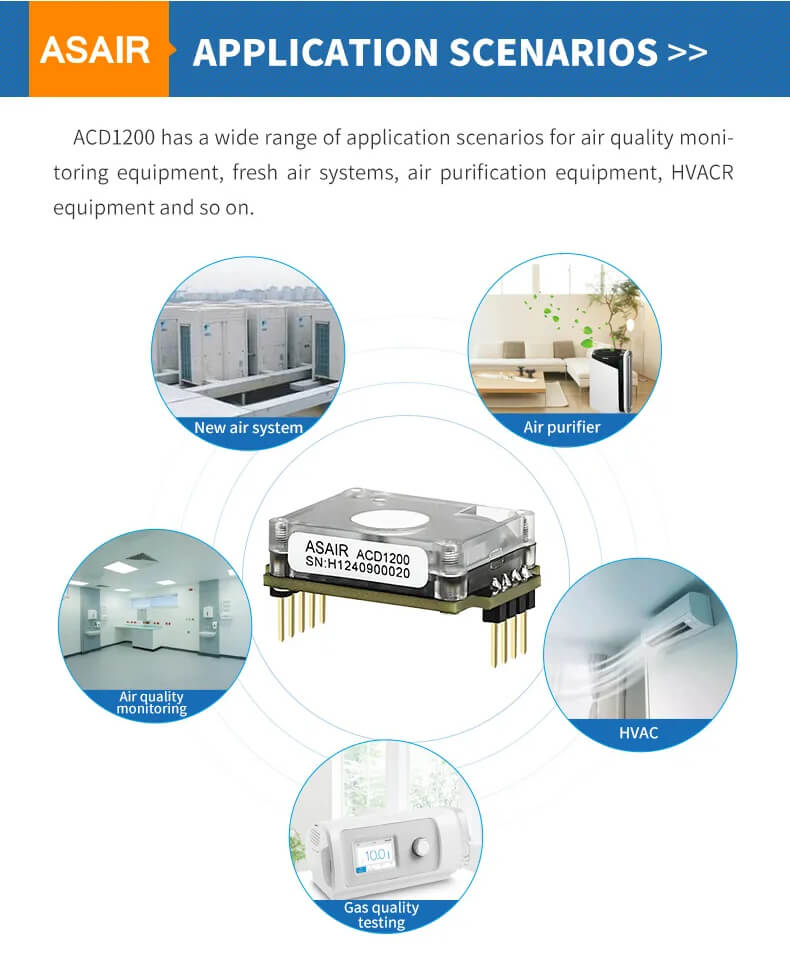 Cảm biến khí CO2 ACD1200 NDIR Carbon Dioxide Sensor chính hãng ASAIR