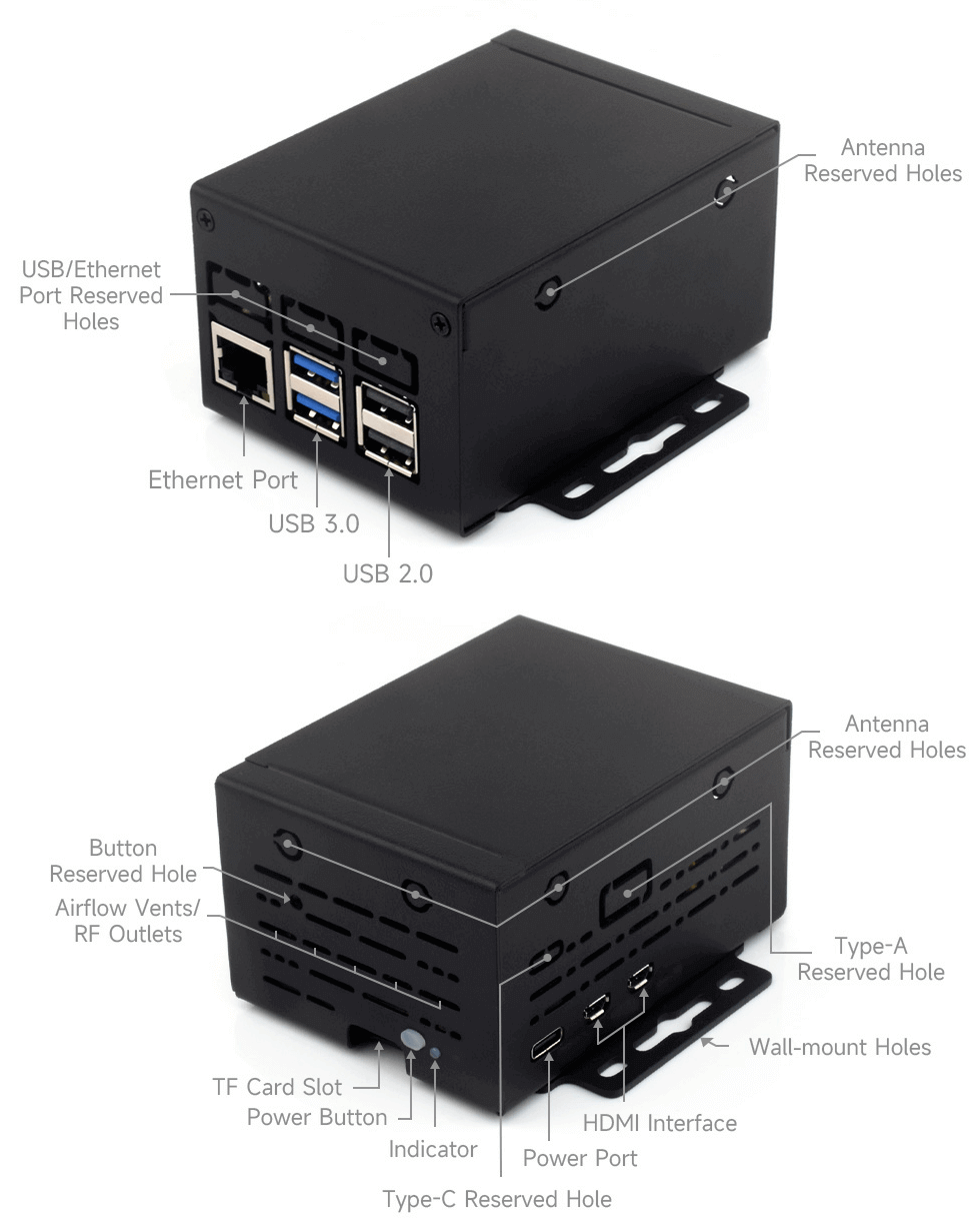 Vỏ bảo vệ kim loại Waveshare Industrial Grade Metal Case (D) for Raspberry Pi 5