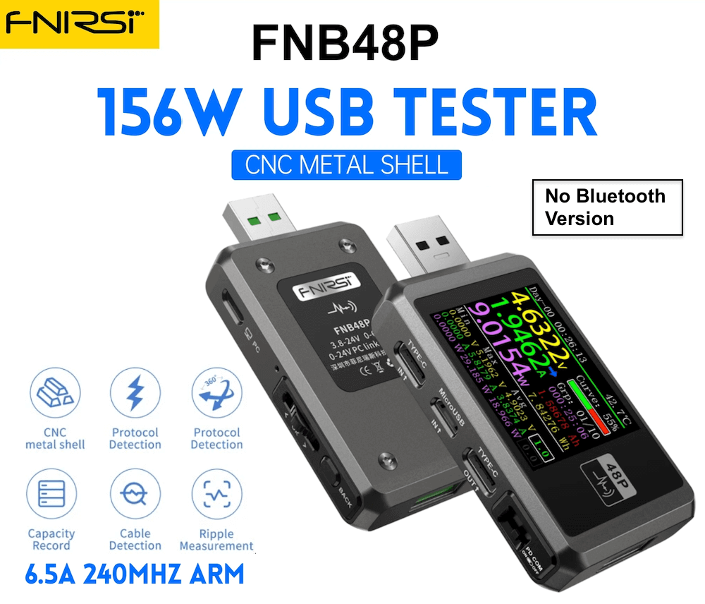 Đo dòng áp, công suất cổng USB đa năng FNIRSI® FNB48P USB Fast Charge Tester