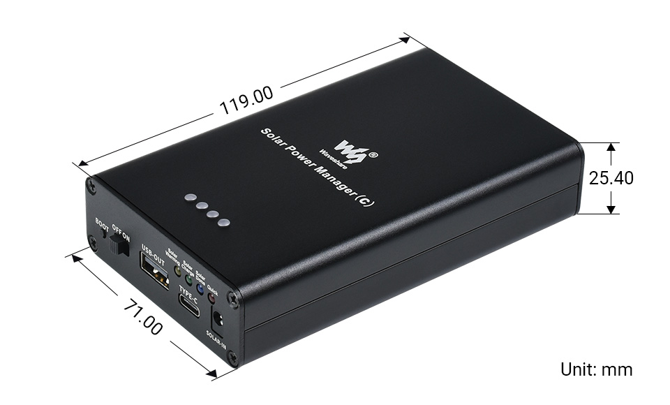 Waveshare Solar Power Manager (C), Supports 3x 18650 Batteries, Multi Protection Circuits