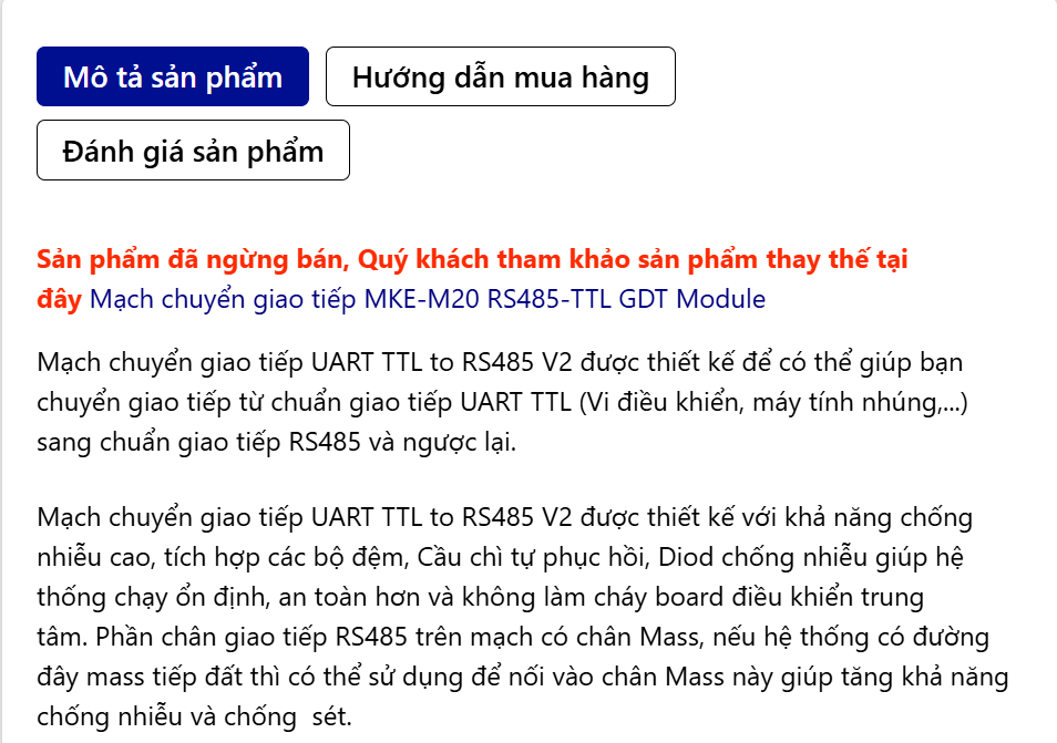 Mạch chuyển giao tiếp UART TTL to RS485 V2