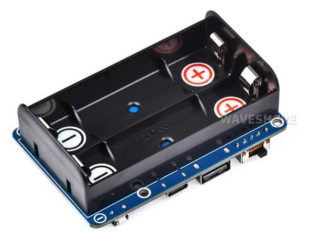 Waveshare UPS HAT (D) for Raspberry Pi, Supports 21700 Li battery, 5V Uninterruptible Power Supply, Pogo Pins Connector