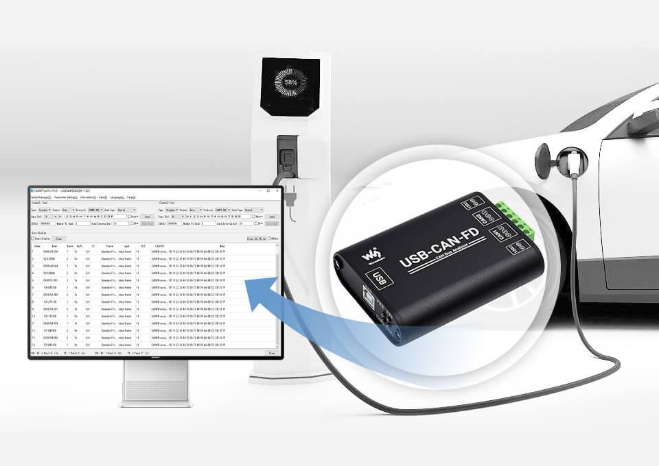 Bộ chuyển Waveshare Industrial Grade USB To CAN/CAN FD Bus Data Analyzer (USB-CAN-FD-B)