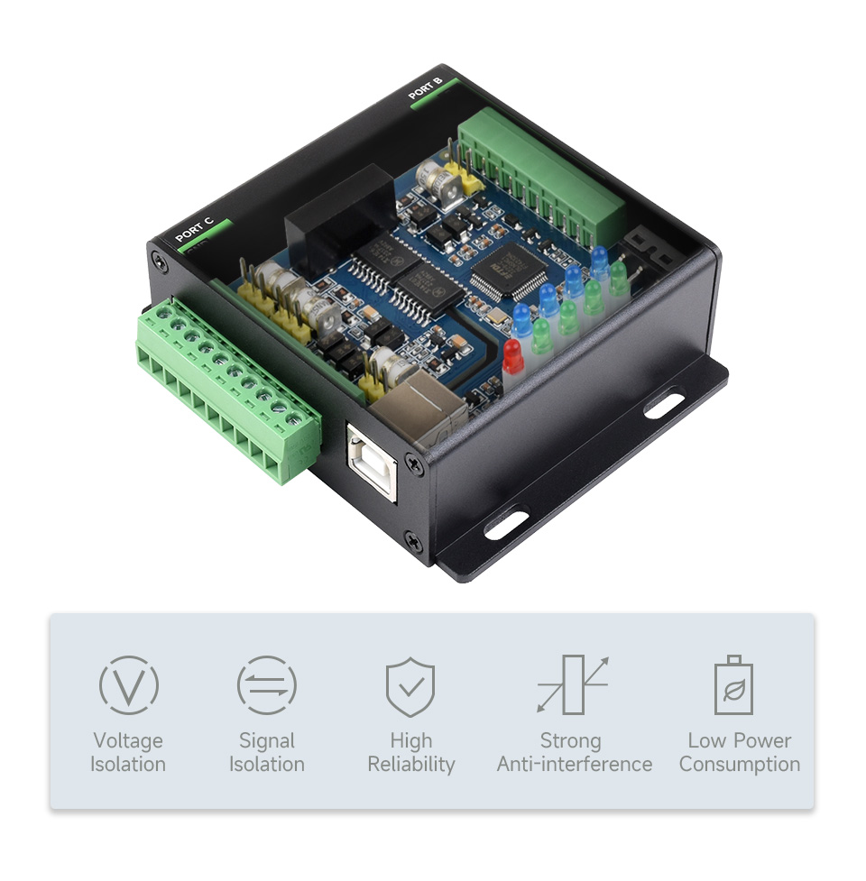 Waveshare Industrial USB To 4-Ch Serial Converter, Original FT4232HL Chip, Supports USB To RS232/485/422/TTL