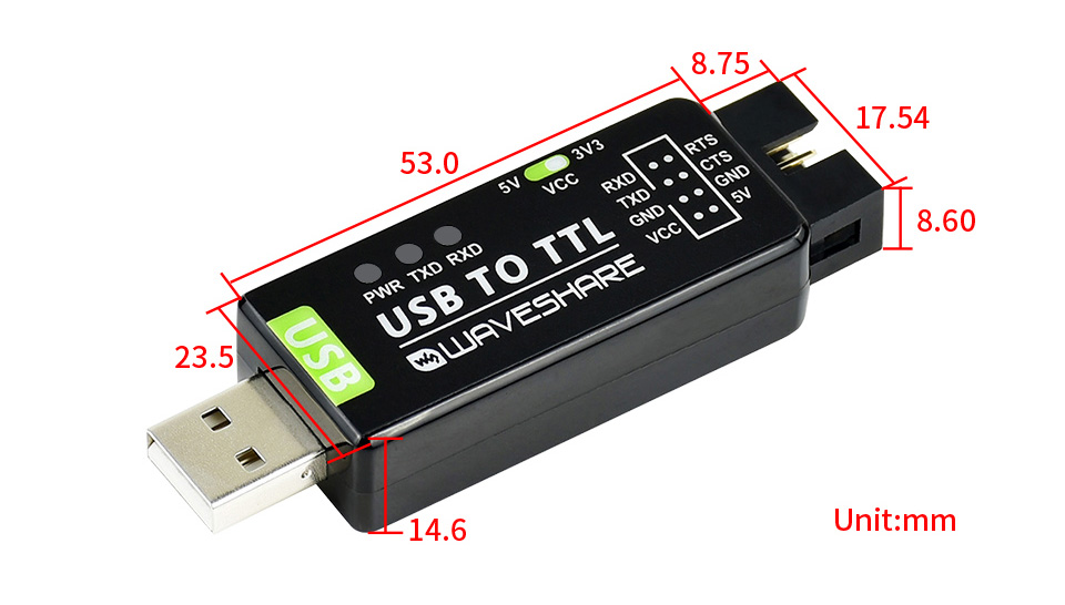 Waveshare Industrial USB TO TTL Converter, Original FT232RNL, Multi Protection & Systems Support