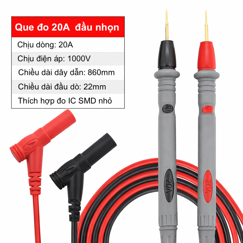 Que đo VOM Test Probe 1000V / 20A đầu kim chính hãng Victor