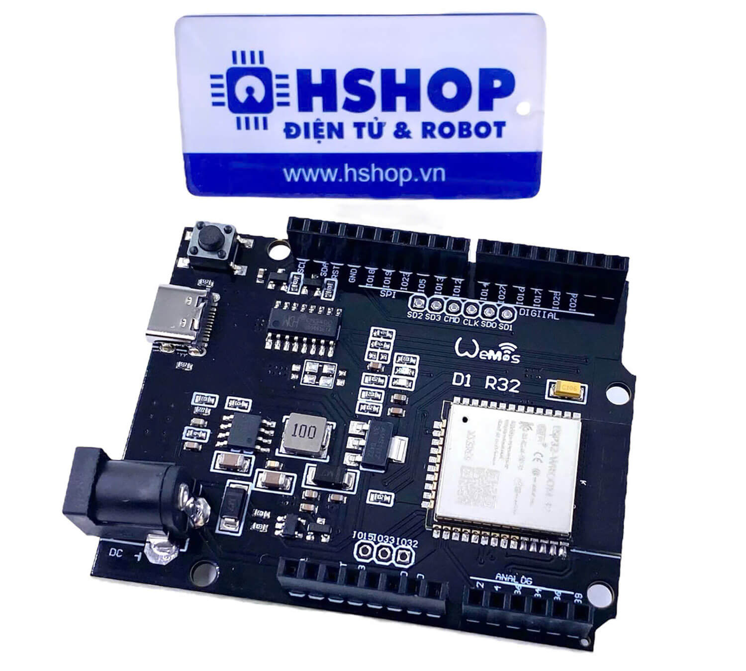 Kit Wifi BLE SoC ESP32 WeMos D1 R32 cổng USB C (Arduino Compatible)