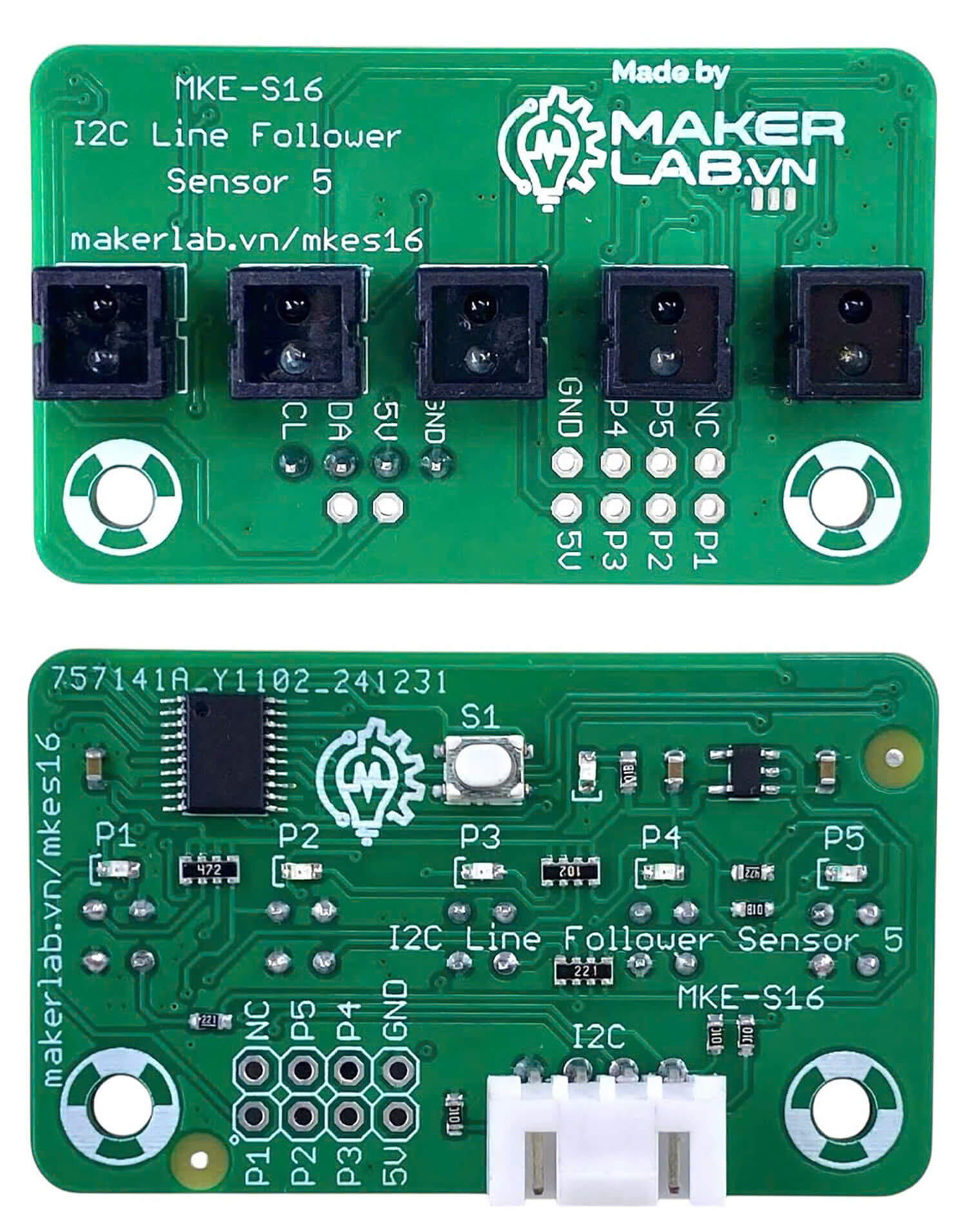 Cảm biến dò đường 5 mắt MKE-S16 I2C Line Follower Sensor