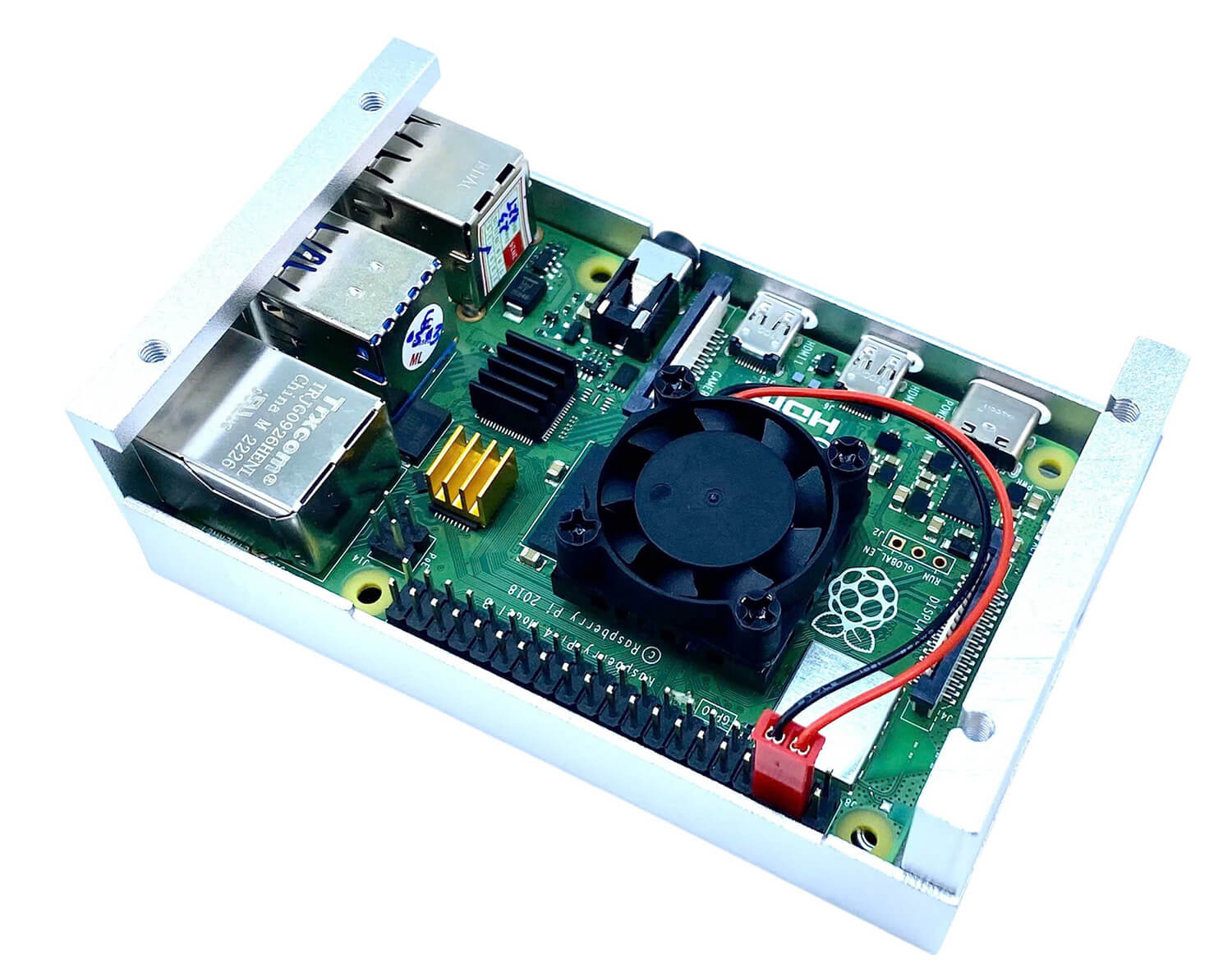 Vỏ Case Raspberry Pi 4 Nhôm Kèm Quạt và Tản Nhiệt