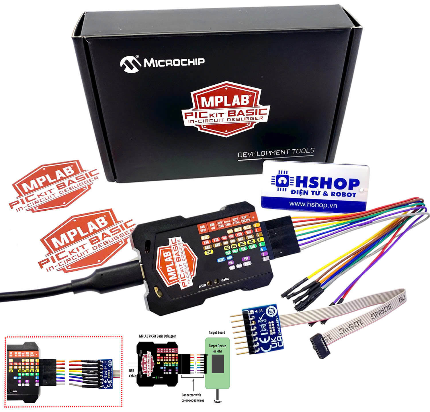 Mạch nạp MPLAB PICkit Basic PG164110 In-Circuit Debugger chính hãng MICROCHIP