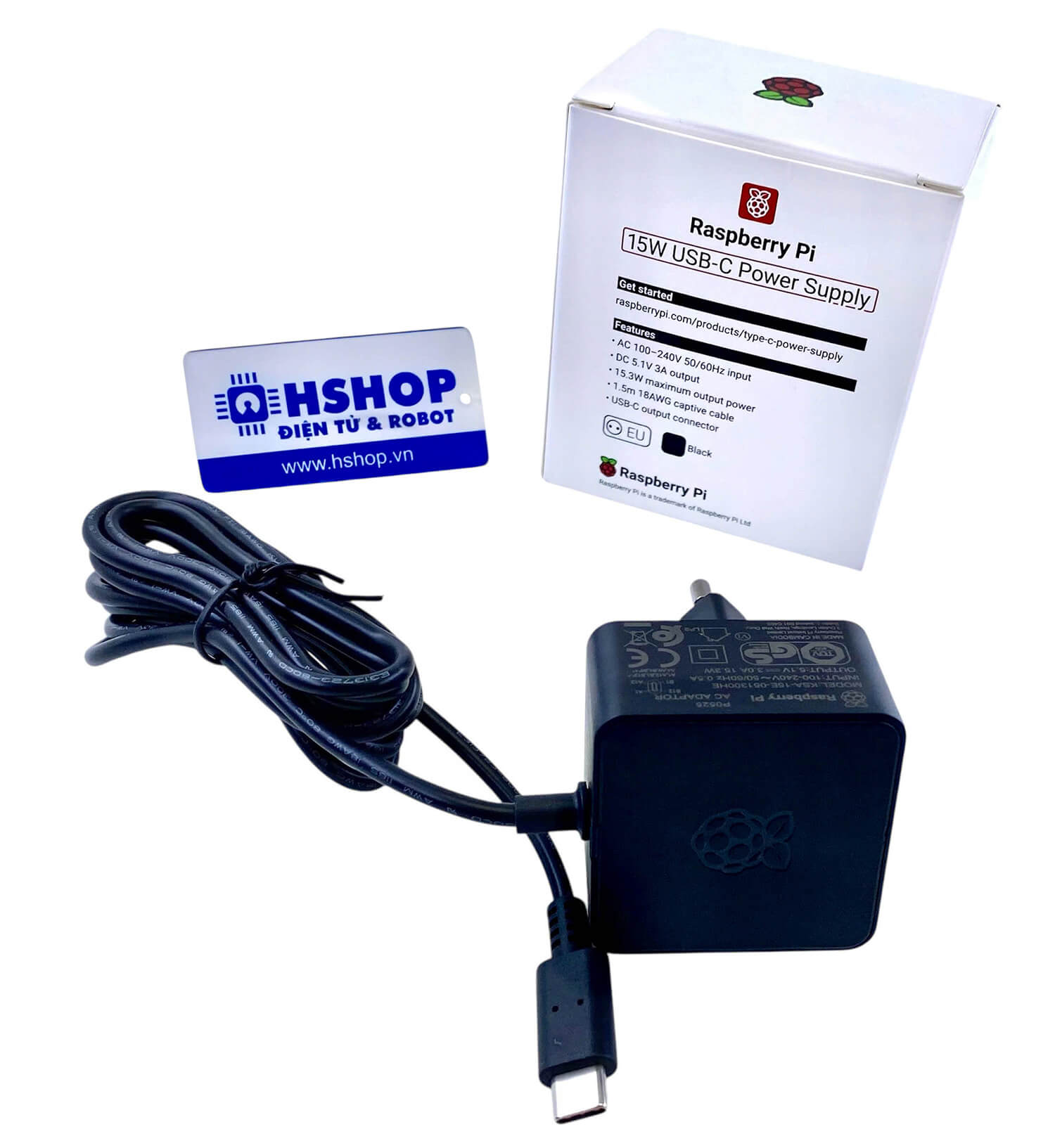 Nguồn chính hãng Official Raspberry Pi 4 Power Supply 5.1VDC 3A 15W USB-C