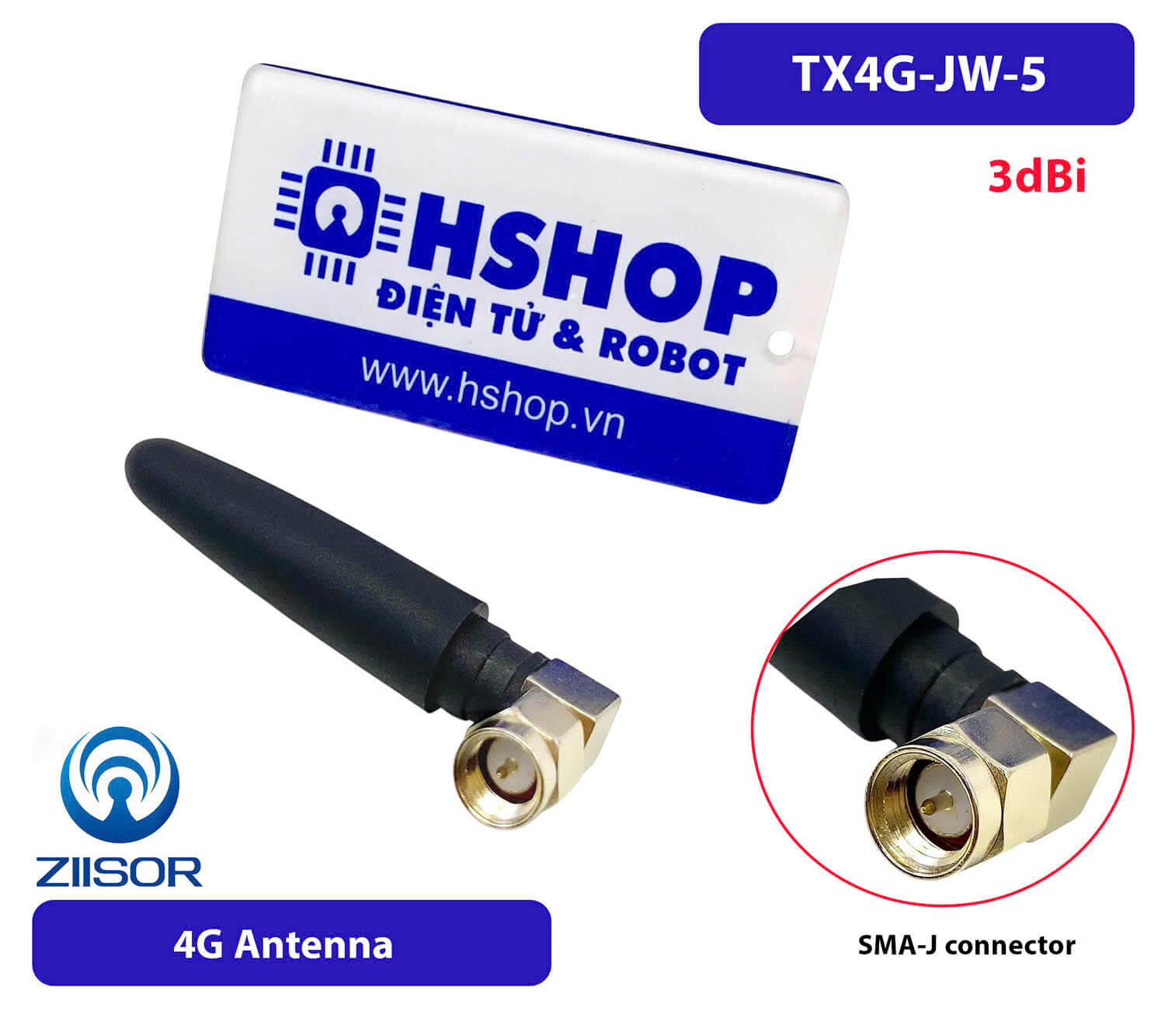 Anten 4G 3dBi 50mm SMA-J (Male) TX4G-JW-5 Glue Rod Antenna Ziisor