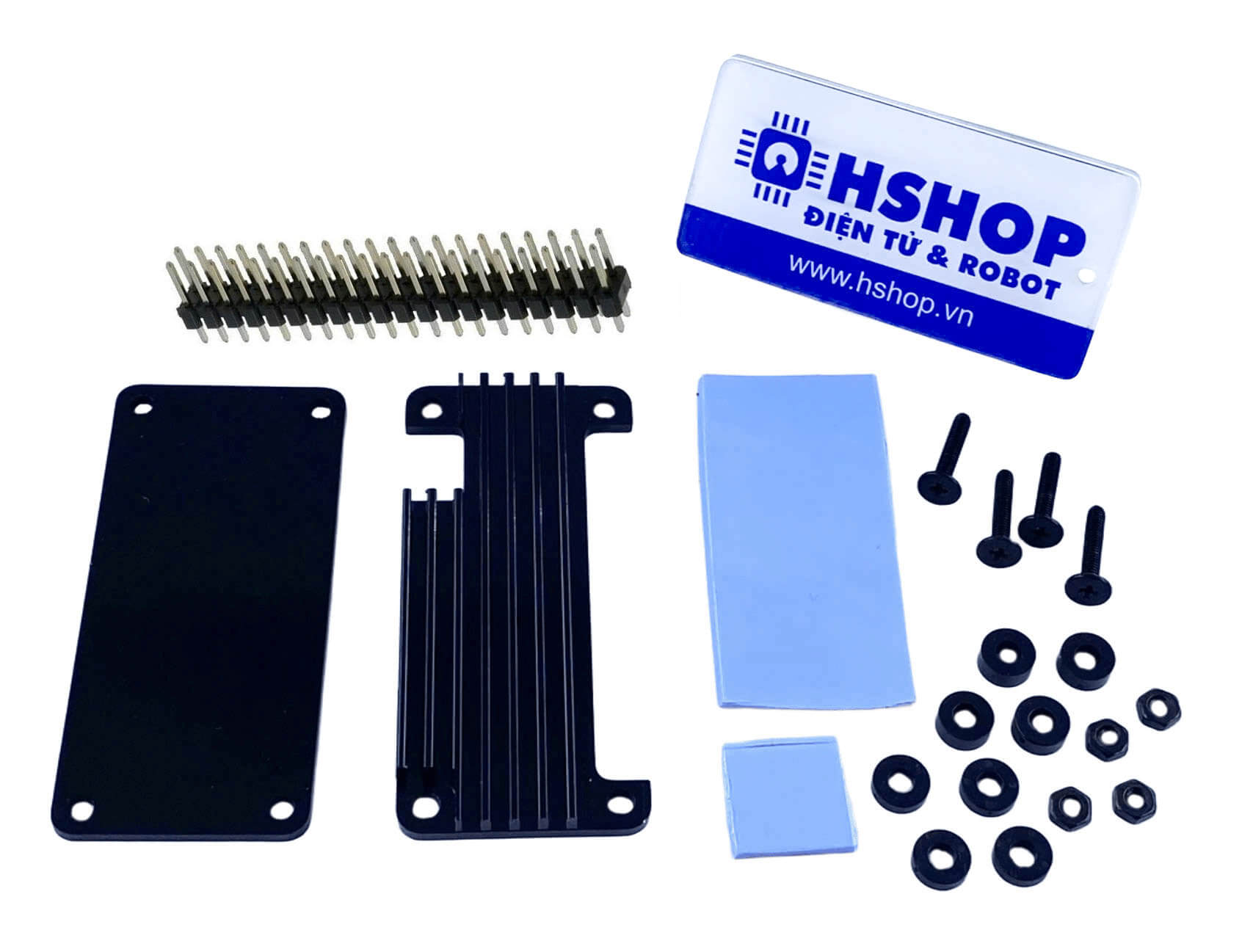 Vỏ Nhôm Nguyên Khối Raspberry Pi Zero 2 W Aluminum Heatsink Case with Color Header