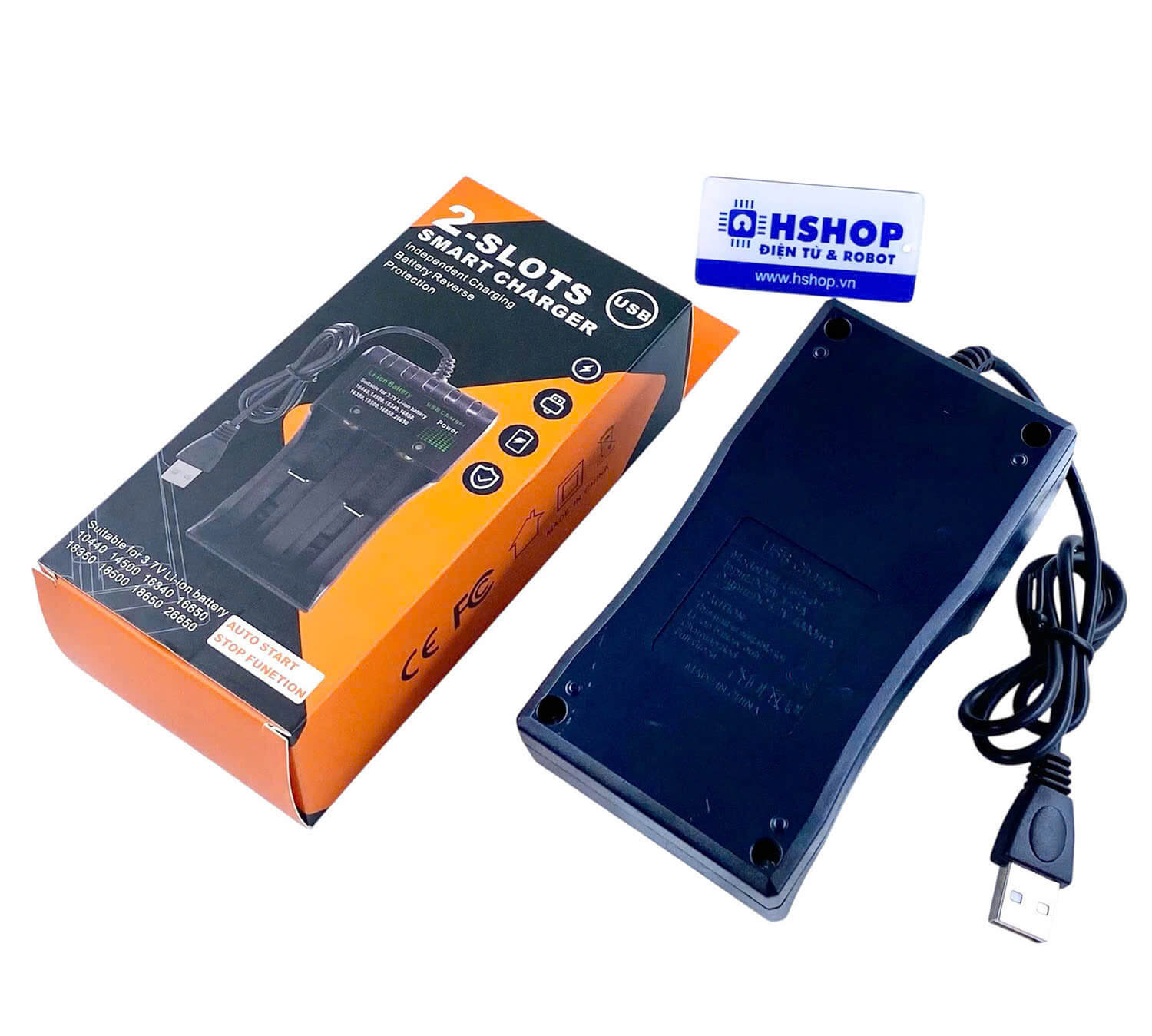 Sạc pin 2 ngăn cổng USB Lithium-ion 14500 / 18650 / 21700 Battery Charger