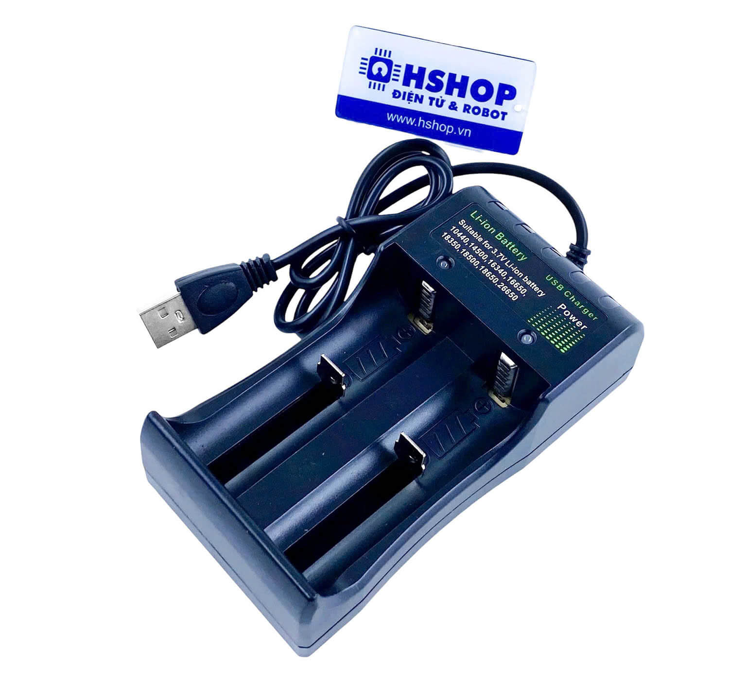 Sạc pin 2 ngăn cổng USB Lithium-ion 14500 / 18650 / 21700 Battery Charger
