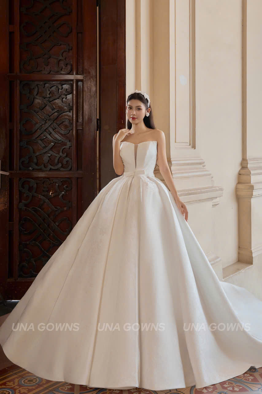 Váy Cưới Satin Gân Nổi Cao Cấp CD36 - UNA GOWNS