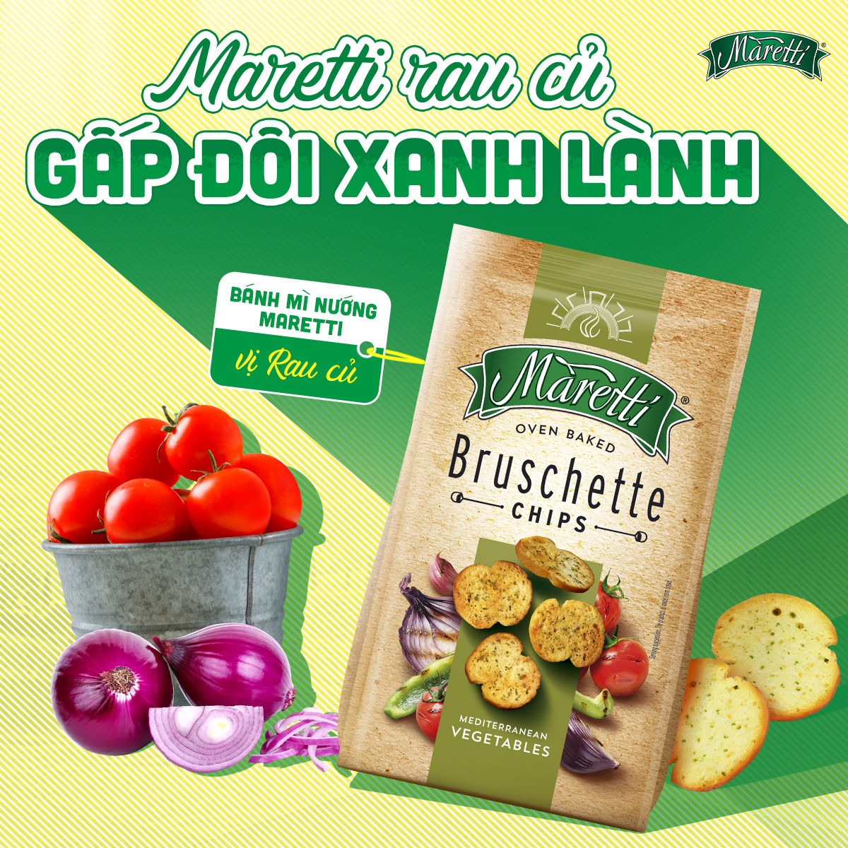 Bánh mì nướng Maretti vị rau củ Địa Trung Hải - Làn gió mới cho bữa ăn nhẹ xanh lành