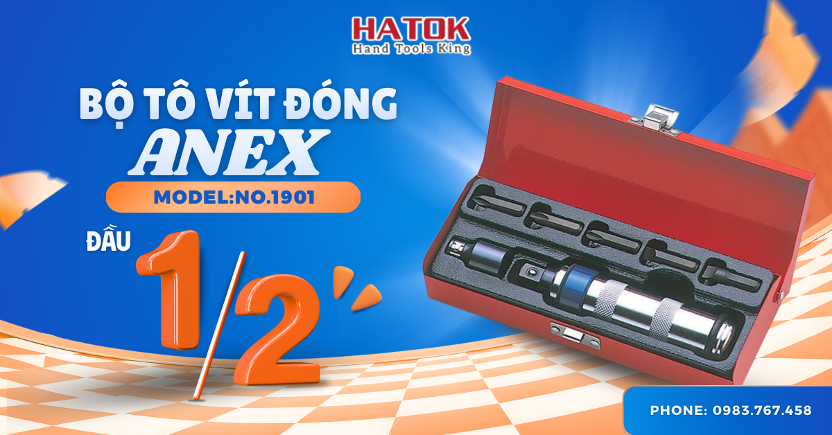 Bộ tô vít đóng đầu 1/2'' ANEX No.1901 Nhật Bản chính hãng
