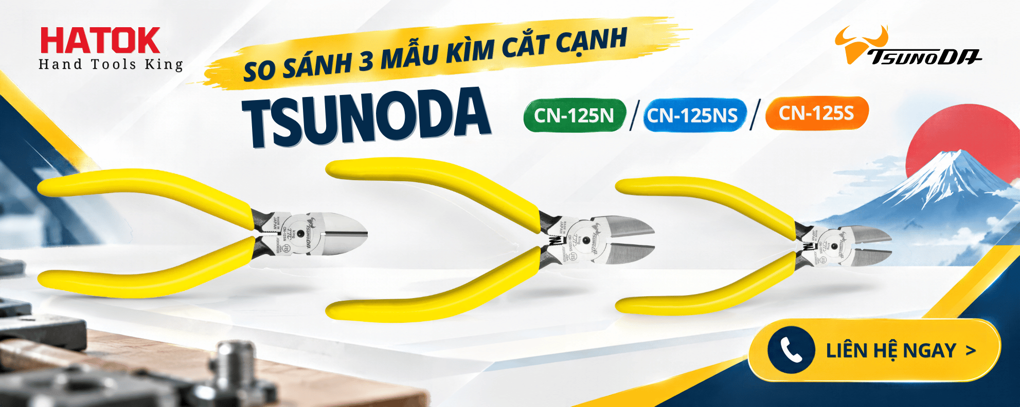 So sánh kìm cắt cạnh Tsunoda loại 5 inch: CN-125N, CN-125NS và CN-125S