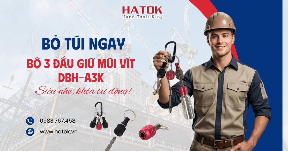 BỎ TÚI NGAY: BỘ 3 ĐẦU GIỮ MŨI VÍT DBLTACT DBH-A3K - SIÊU NHẸ, KHÓA TỰ ĐỘNG!