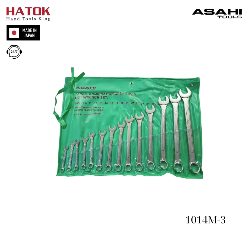 Bộ cờ lê vòng miệng 14 chi tiết 10-32mm Asahi 1014M-3 Nhật Bản