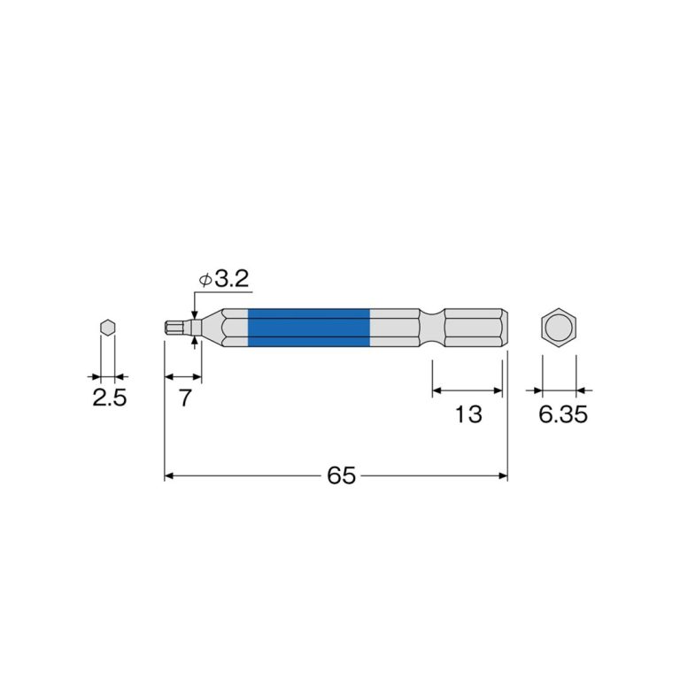 Mũi vít đầu lục giác 2.5x65mm ACHX-2565 Anex