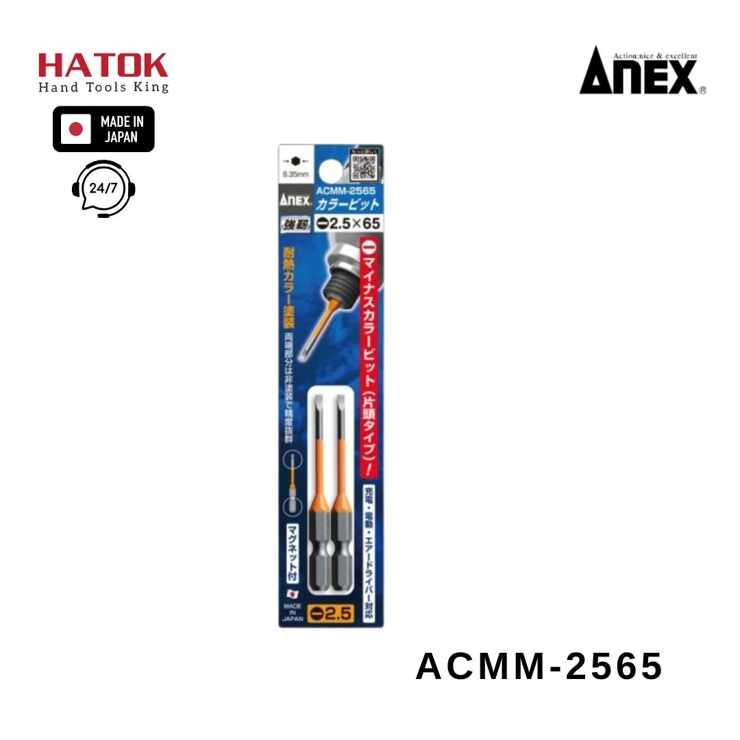 Vỉ 2 mũi vít dẹp 2.5mm ACMM-2565 Anex Nhật Bản