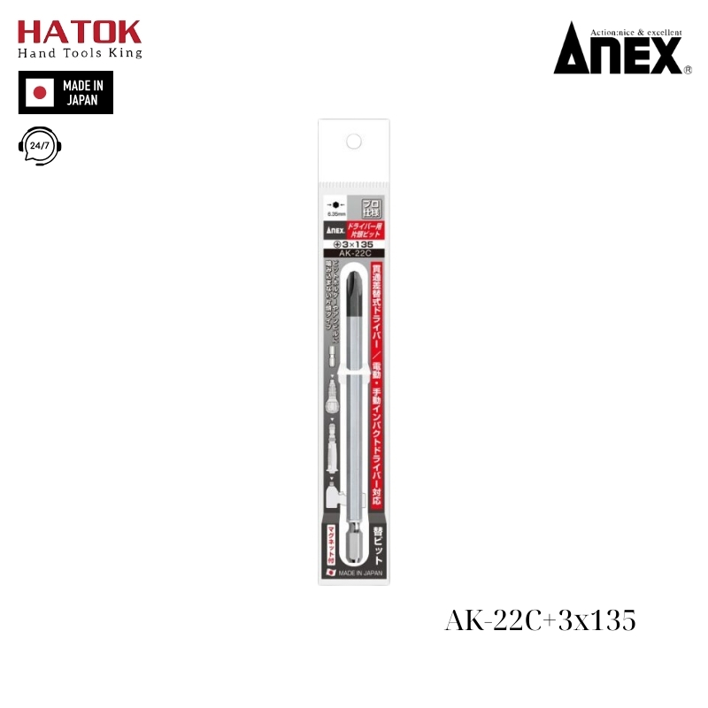 Mũi vít đóng Anex AK-22C+3x135 Nhật Bản