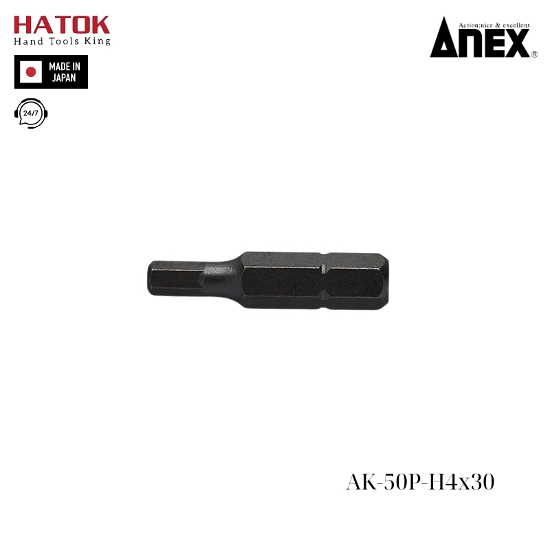 Mũi vít ngắn lục giác 4mm Anex AK-50P-H4x30 Nhật Bản