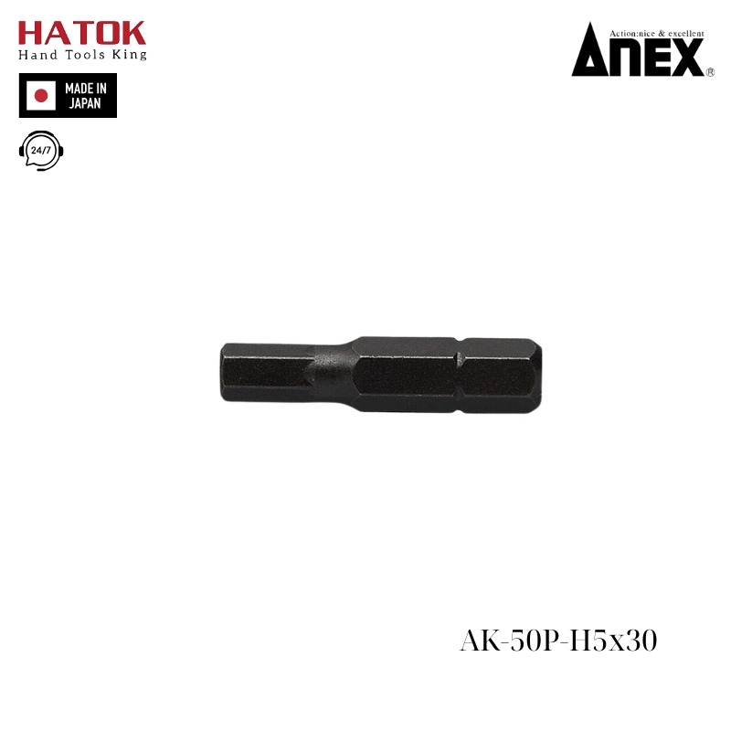 Mũi vít ngắn lục giác 5mm Anex AK-50P-H5x30 Nhật Bản