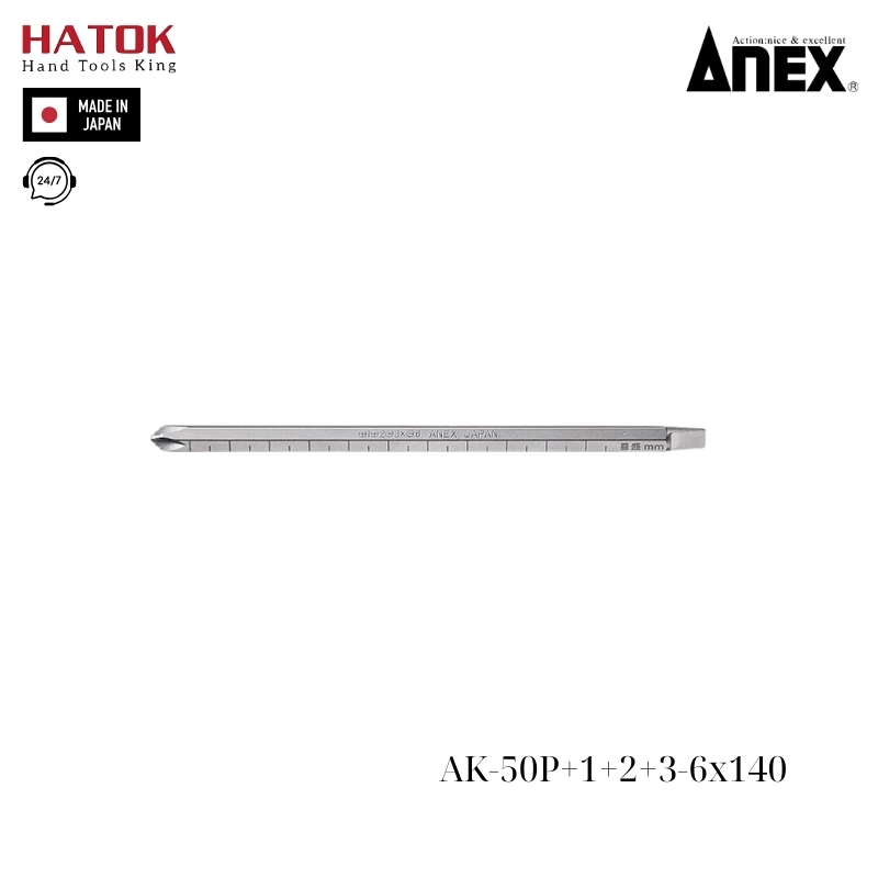 Mũi vít 4 trong 1 Anex AK-50P+1+2+3-6x140 Nhật Bản