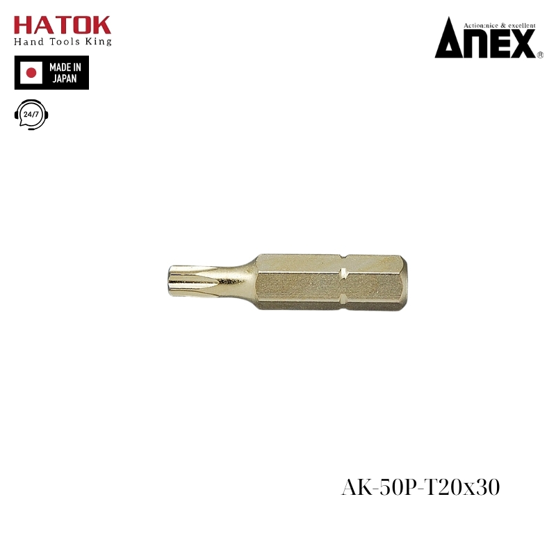 Mũi vít ngắn hoa thị Anex AK-50P-T20x30 Nhật Bản