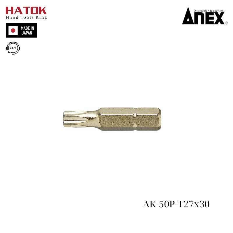 Mũi vít ngắn hoa thị Anex AK-50P-T27x30 Nhật Bản